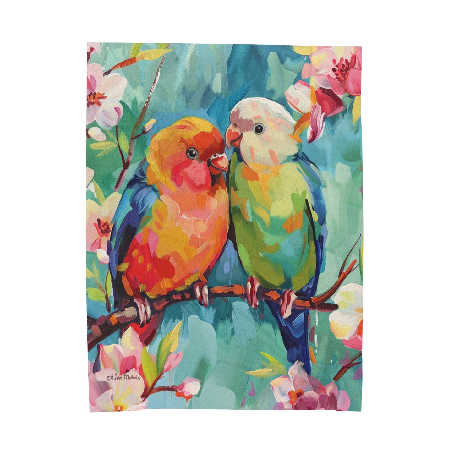 Spring Love Birds Velveteen Plush Blanket