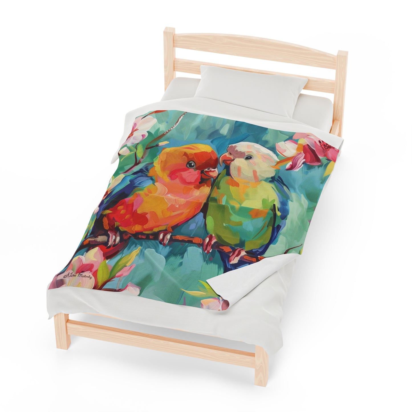 Spring Love Birds Velveteen Plush Blanket