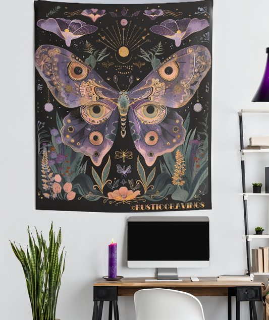 Magic Moth Moon Spring Symbol Wall Tapestry